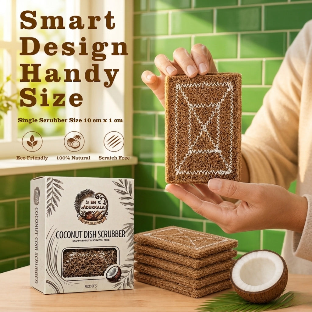 Coconut Coir Scrubber, Eco-Friendly Kitchen Cleaning Scrub (Pack of 2)-10units