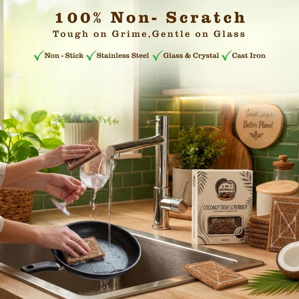 Coconut Coir Scrubber, Eco-Friendly Kitchen Cleaning Scrub (Pack of 2)-10units