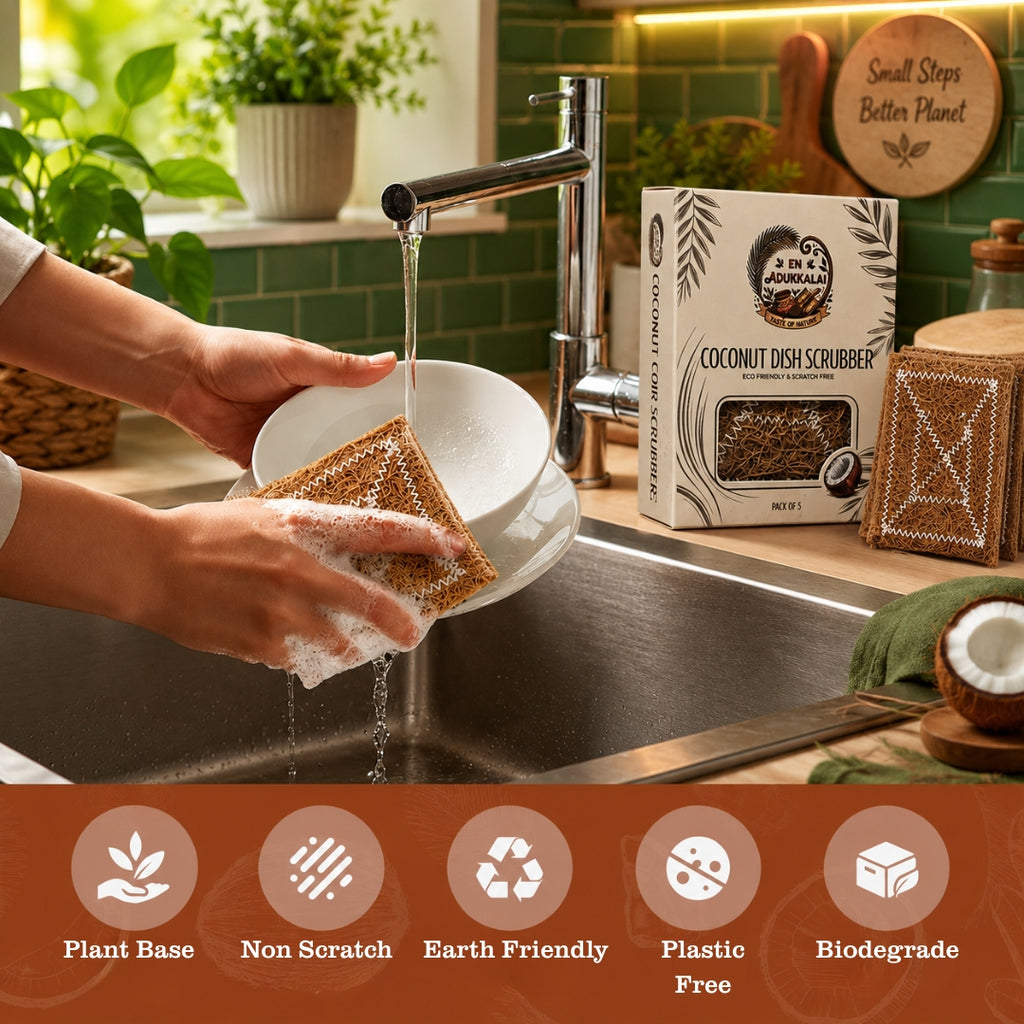 Coconut Coir Scrubber, Eco-Friendly Kitchen Cleaning Scrub (Pack of 2)-10units