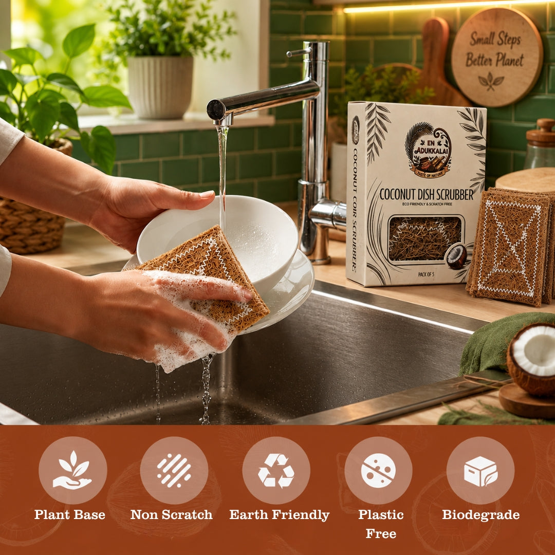 Coconut Coir Scrubber, Eco-Friendly Kitchen Cleaning Scrub (Pack of 2)-10units