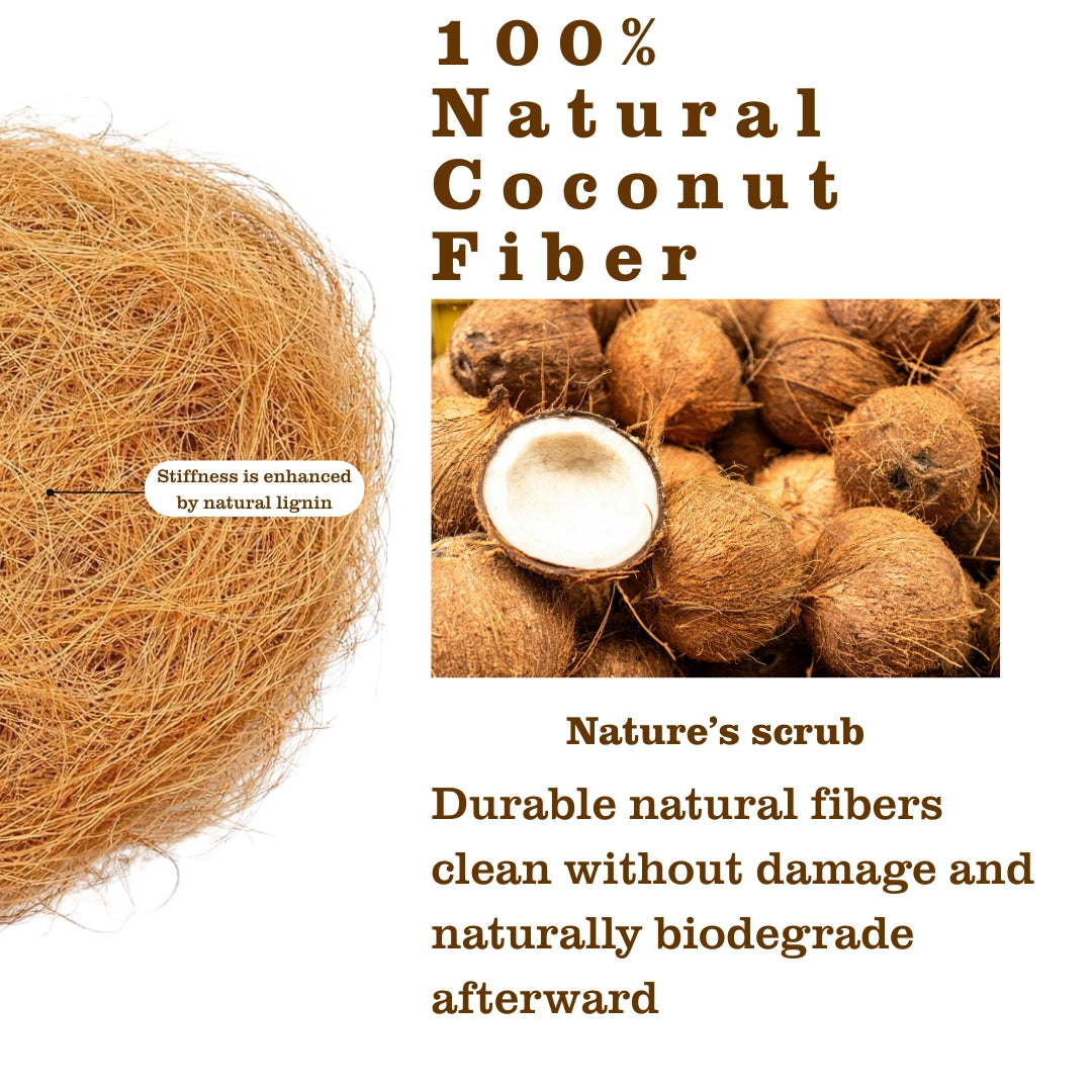 Coconut Coir Scrubber, Eco-Friendly Kitchen Cleaning Scrub (Pack of 2)-10units