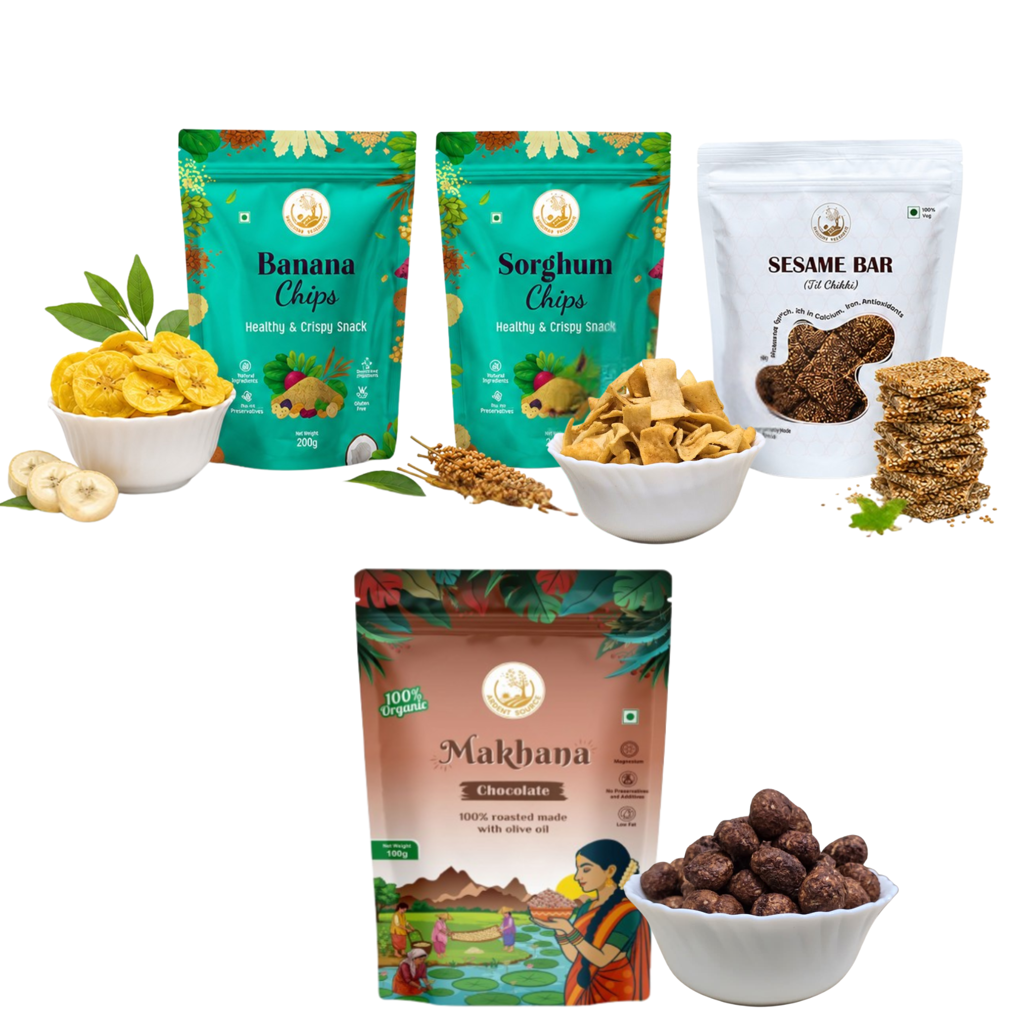 Guilt-free snack combo (Chocolate flavour makhana)
