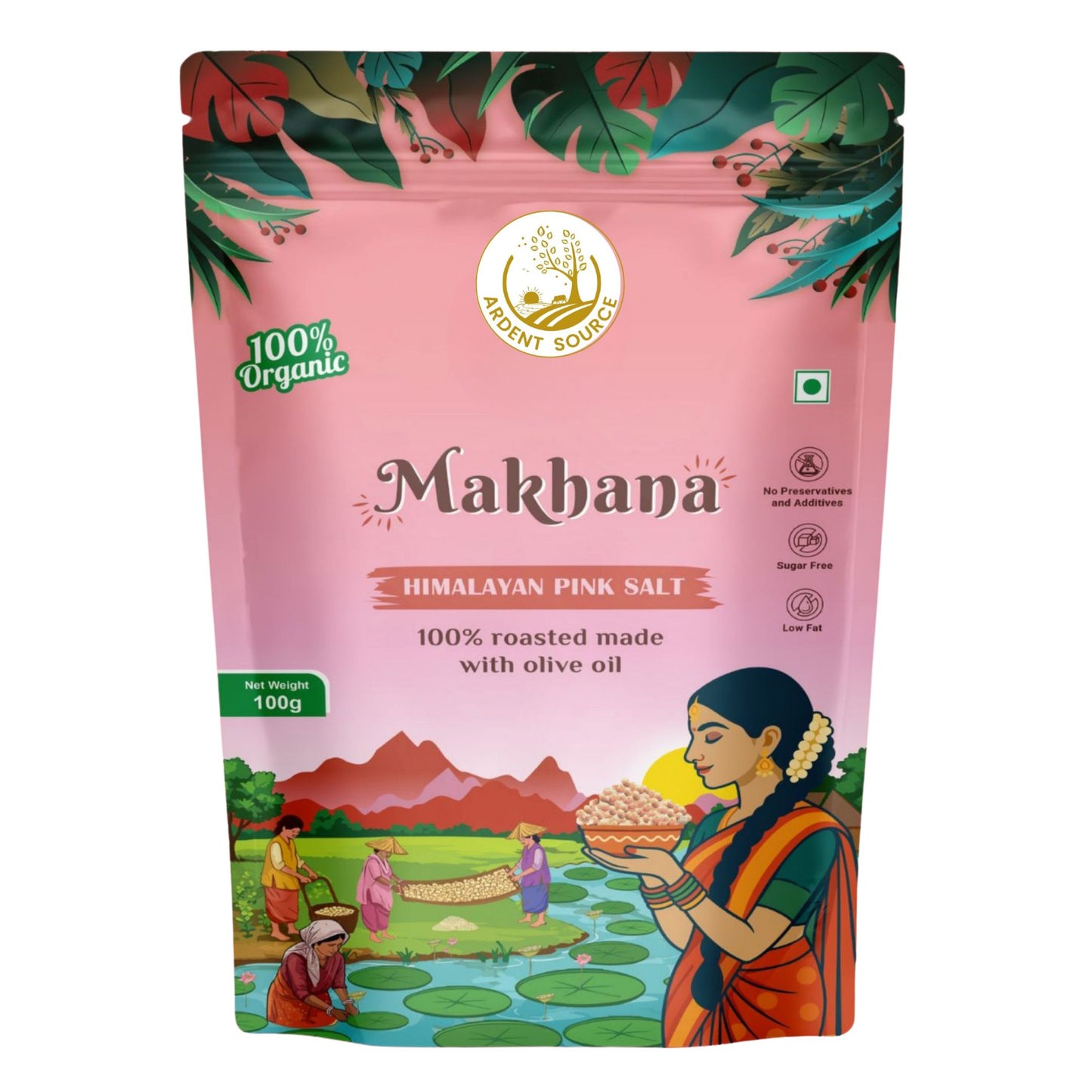 Roasted Makhana (Fox Nuts) - Healthy Snacks, Low-Calorie, High-Protein Makhana Snacks, Gluten-Free Makhana: Natural Superfood Snack | 100gm