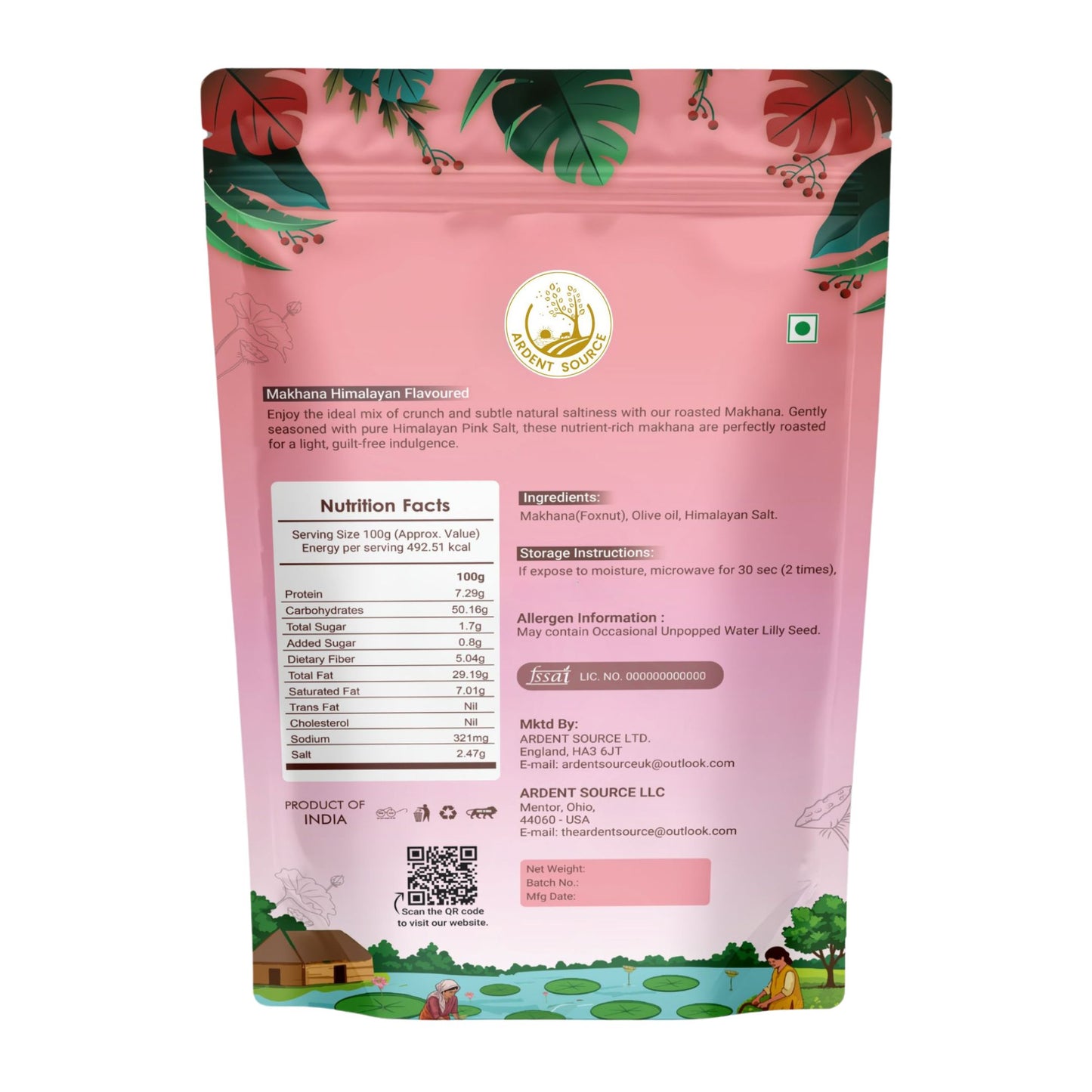 Roasted Makhana (Fox Nuts) - Healthy Snacks, Low-Calorie, High-Protein Makhana Snacks, Gluten-Free Makhana: Natural Superfood Snack | 100gm