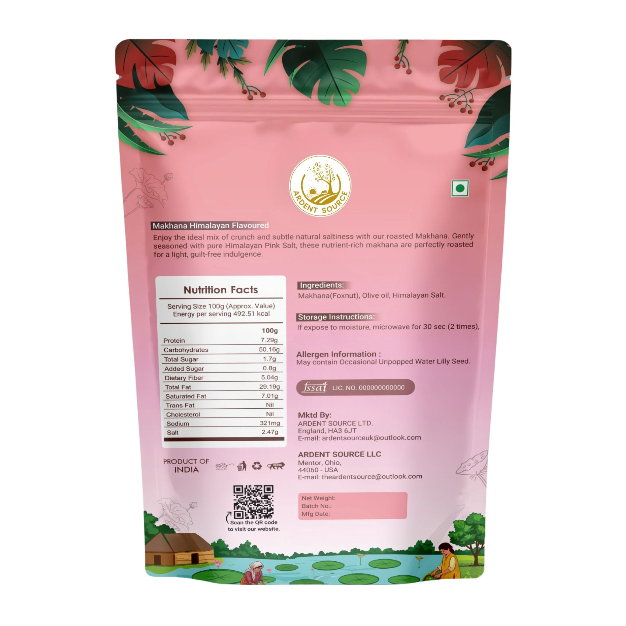 Himalayan Pink Salt Roasted Makhana (Fox Nuts) – 100g
