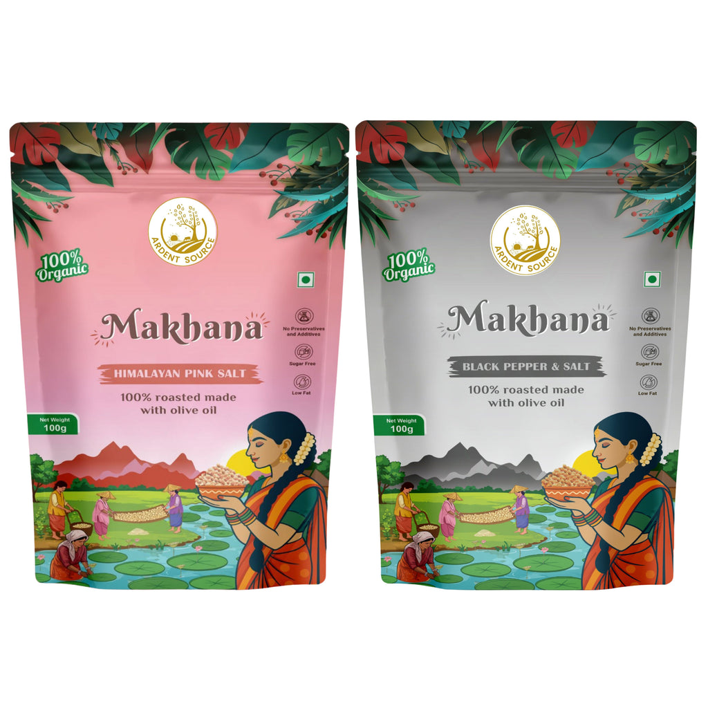 Flavoured Makhana Combo (Himalayan Salt & Black Pepper & Salt),Healthy Party Snacks, Namkeen Flavour for Lotus Seeds Phool Makhana and Puffed Kernels,Tasty & Nutritious, 200gm