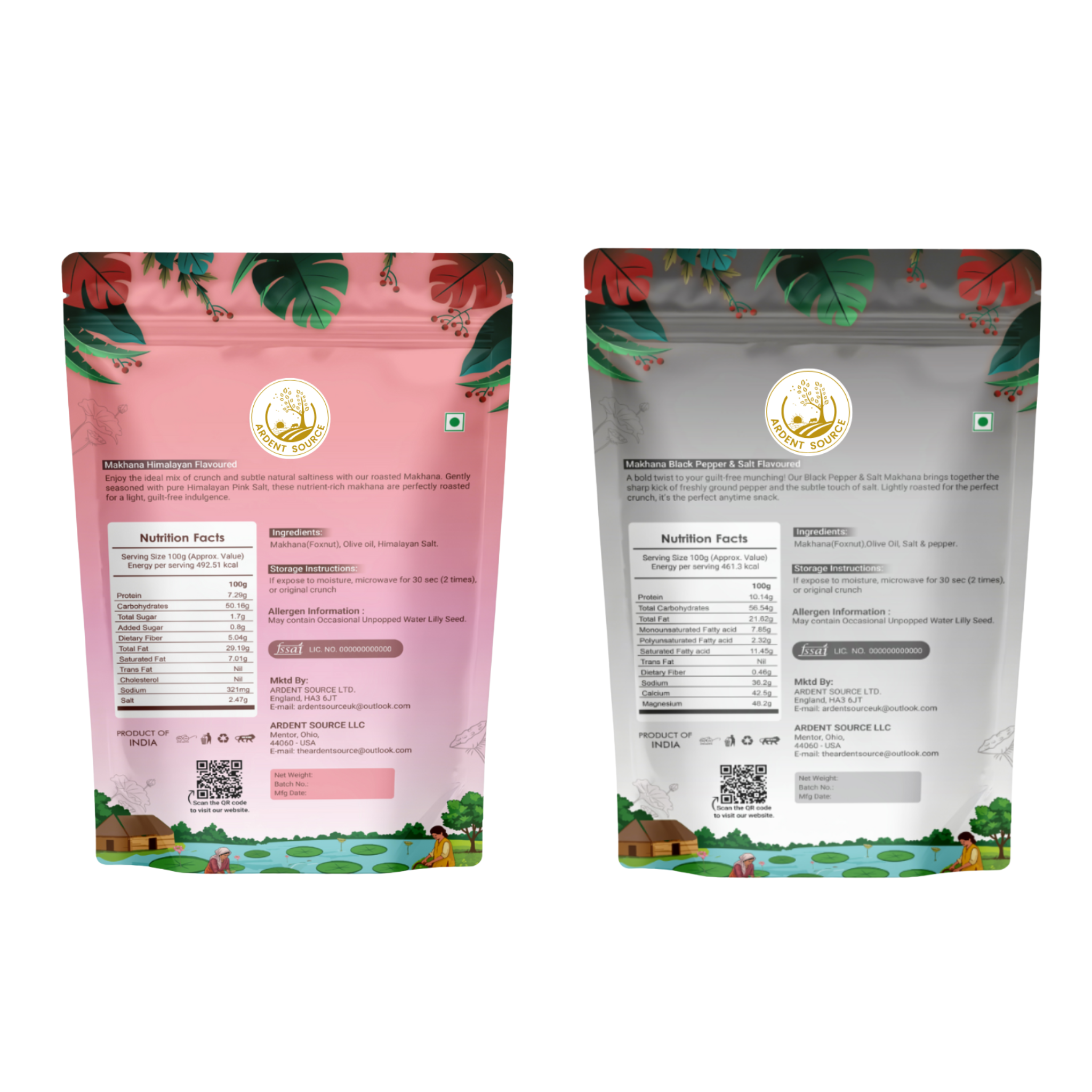 Flavoured Makhana Combo (Himalayan Salt & Black Pepper & Salt),Healthy Party Snacks, Namkeen Flavour for Lotus Seeds Phool Makhana and Puffed Kernels,Tasty & Nutritious, 200gm