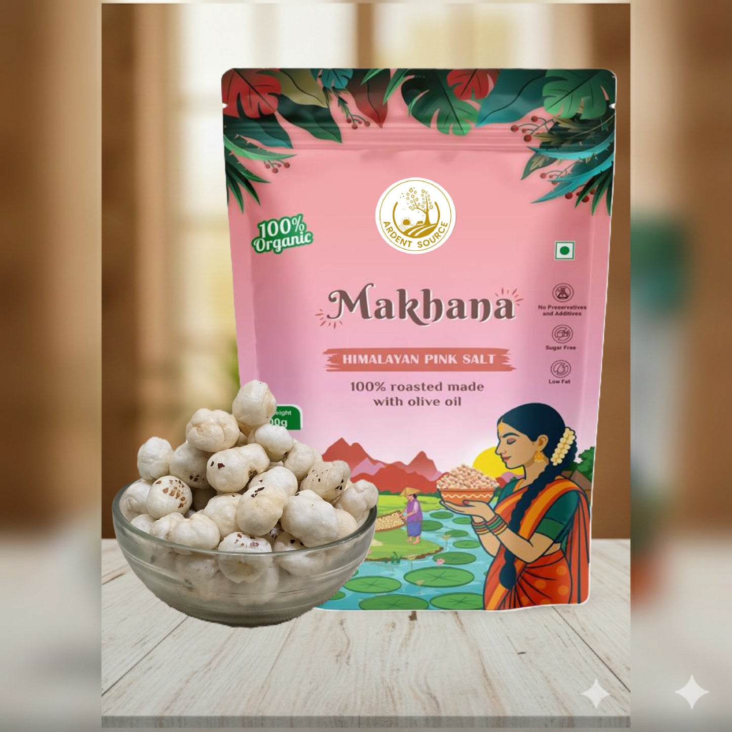 Roasted Makhana (Fox Nuts) - Healthy Snacks, Low-Calorie, High-Protein Makhana Snacks, Gluten-Free Makhana: Natural Superfood Snack | 100gm