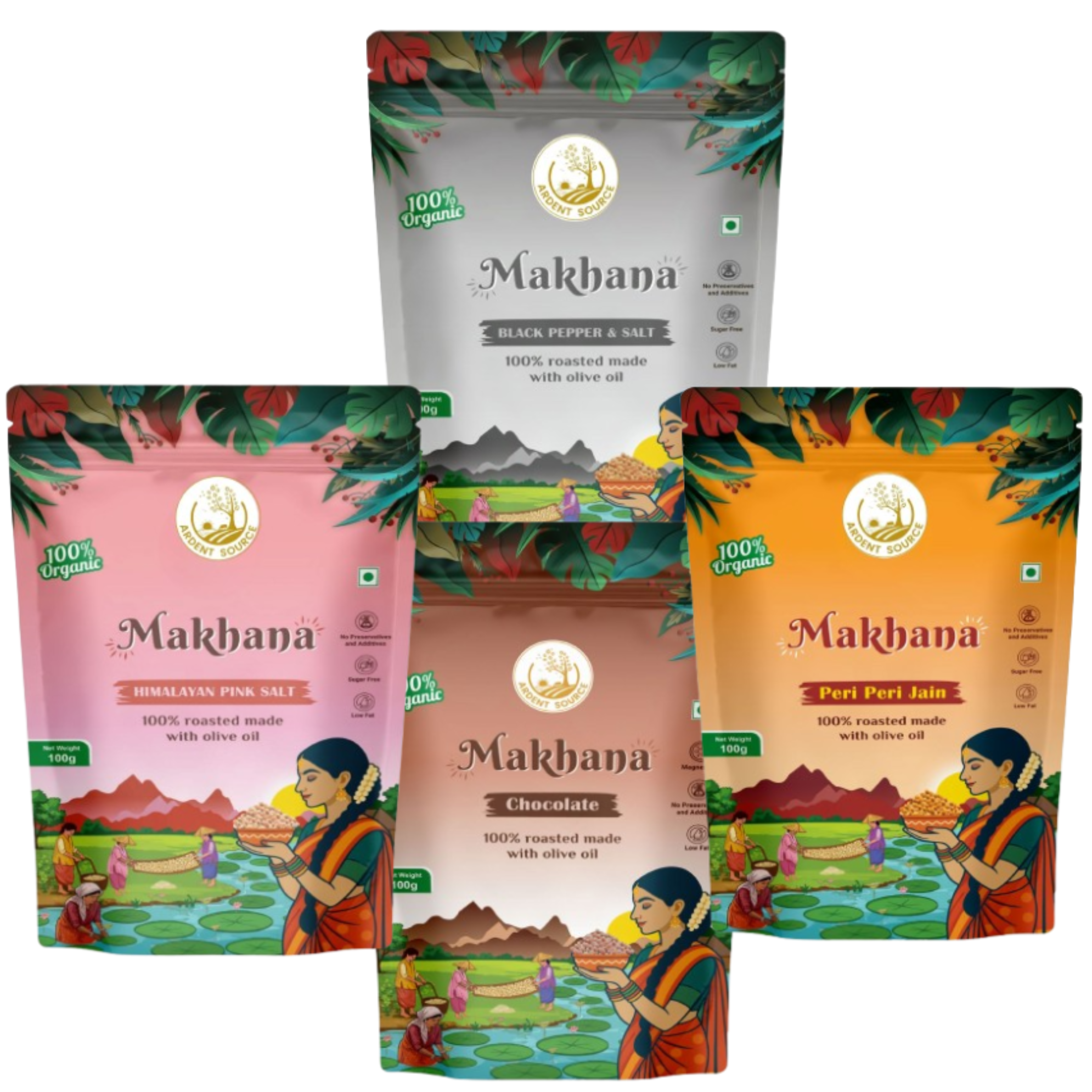 Roasted Makhana (Fox Nuts) - Healthy Snacks, Low-Calorie, High-Protein Makhana Snacks, Gluten-Free Makhana: Natural Superfood Snack | 100gm