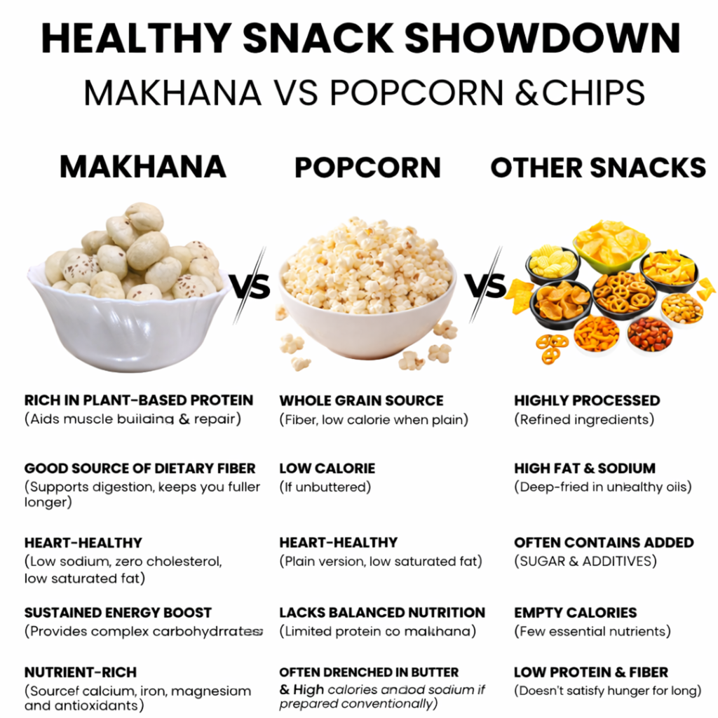 Roasted Makhana (Fox Nuts) - Healthy Snacks, Low-Calorie, High-Protein Makhana Snacks, Gluten-Free Makhana: Natural Superfood Snack | 100gm