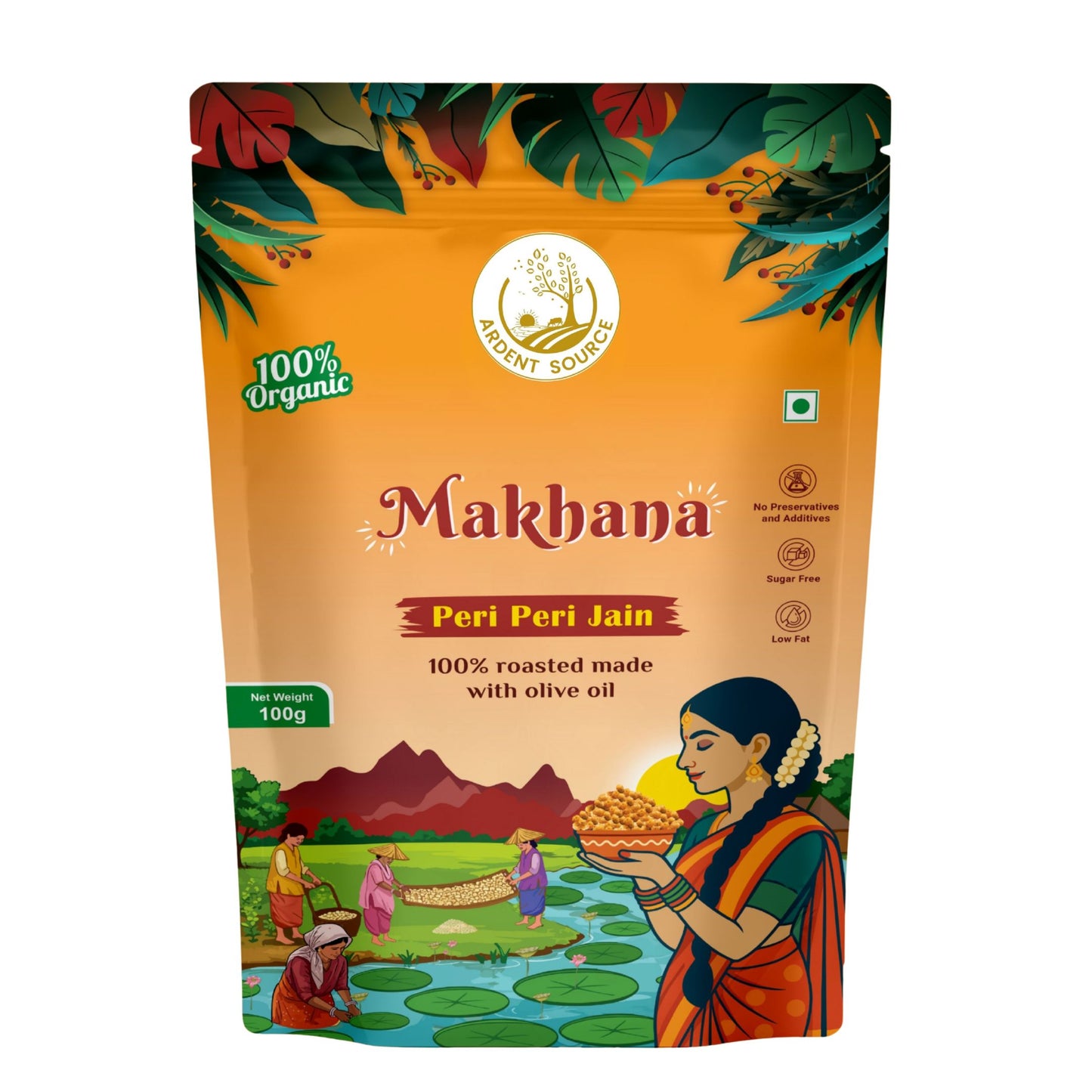 Roasted Makhana (Fox Nuts) - Healthy Snacks, Low-Calorie, High-Protein Makhana Snacks, Gluten-Free Makhana: Natural Superfood Snack | 100gm