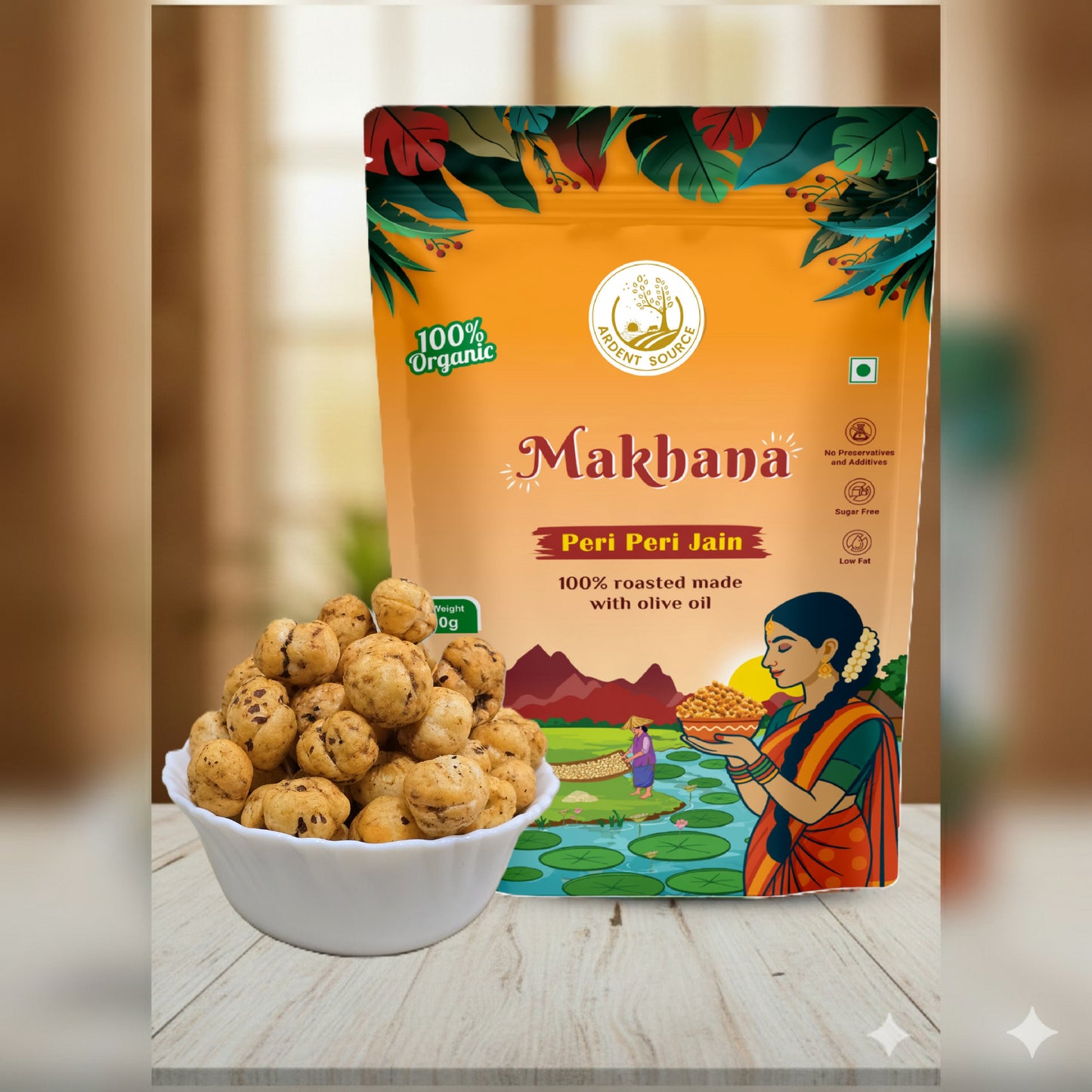 Roasted Makhana (Fox Nuts) - Healthy Snacks, Low-Calorie, High-Protein Makhana Snacks, Gluten-Free Makhana: Natural Superfood Snack | 100gm