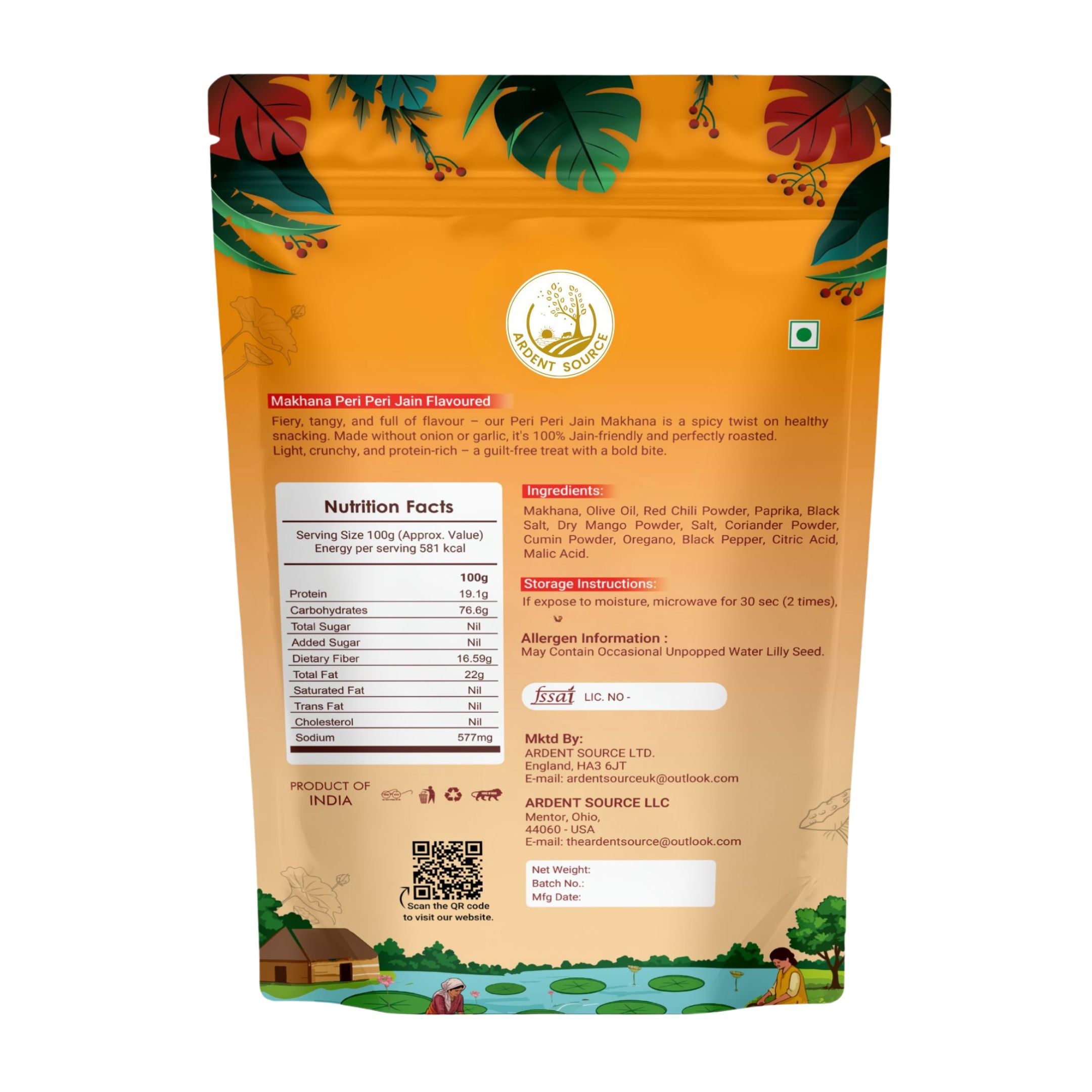 Peri Peri Jain Roasted Makhana (Fox Nuts) – 100g