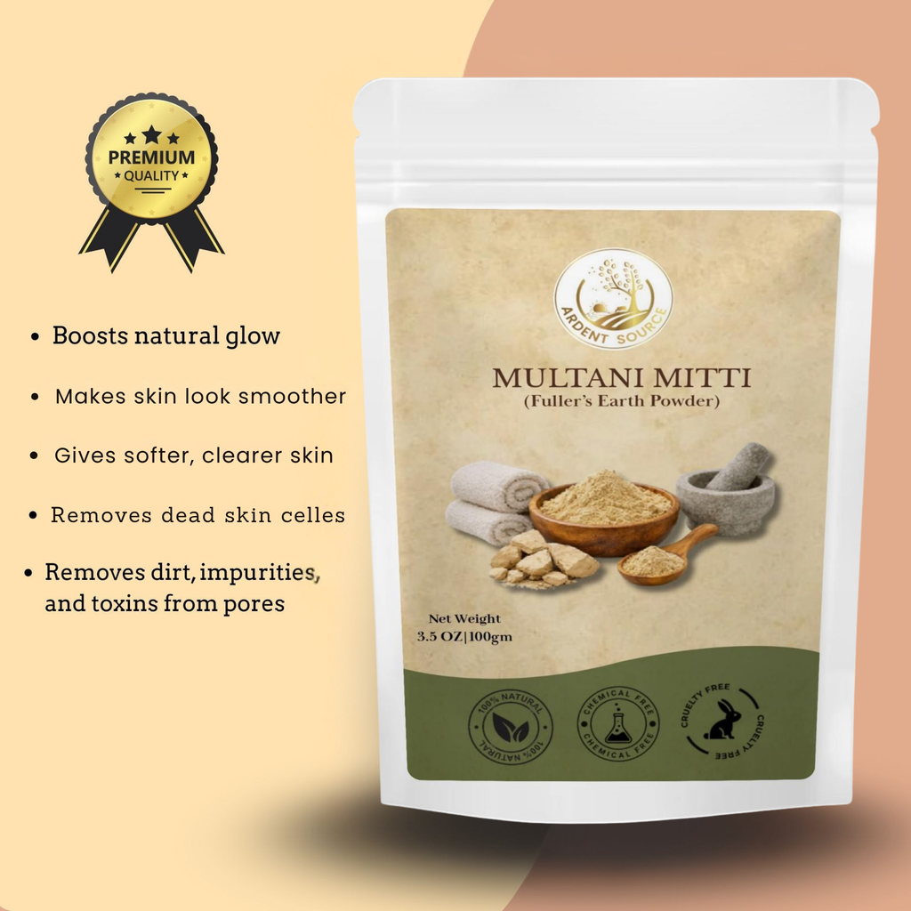 Multani Mitti Powder 100gm,Fullers Earth Indian Healing Clay Mud Masks, Finest Multani Mitti Powder