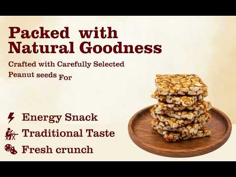 Peanut Chikki Made with Jaggery,Crunchy Jaggery Peanut Brittle, 250gm