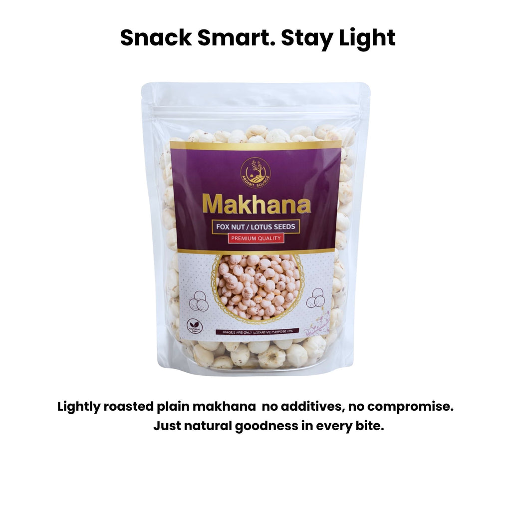 Raw Makhana,Fox Nut Lotus Seed Puffed, Gluten Free, Anti-Oxidants, MSG Free, Zero Trans Fat, No Added Preservatives and No Artificial Flavours
