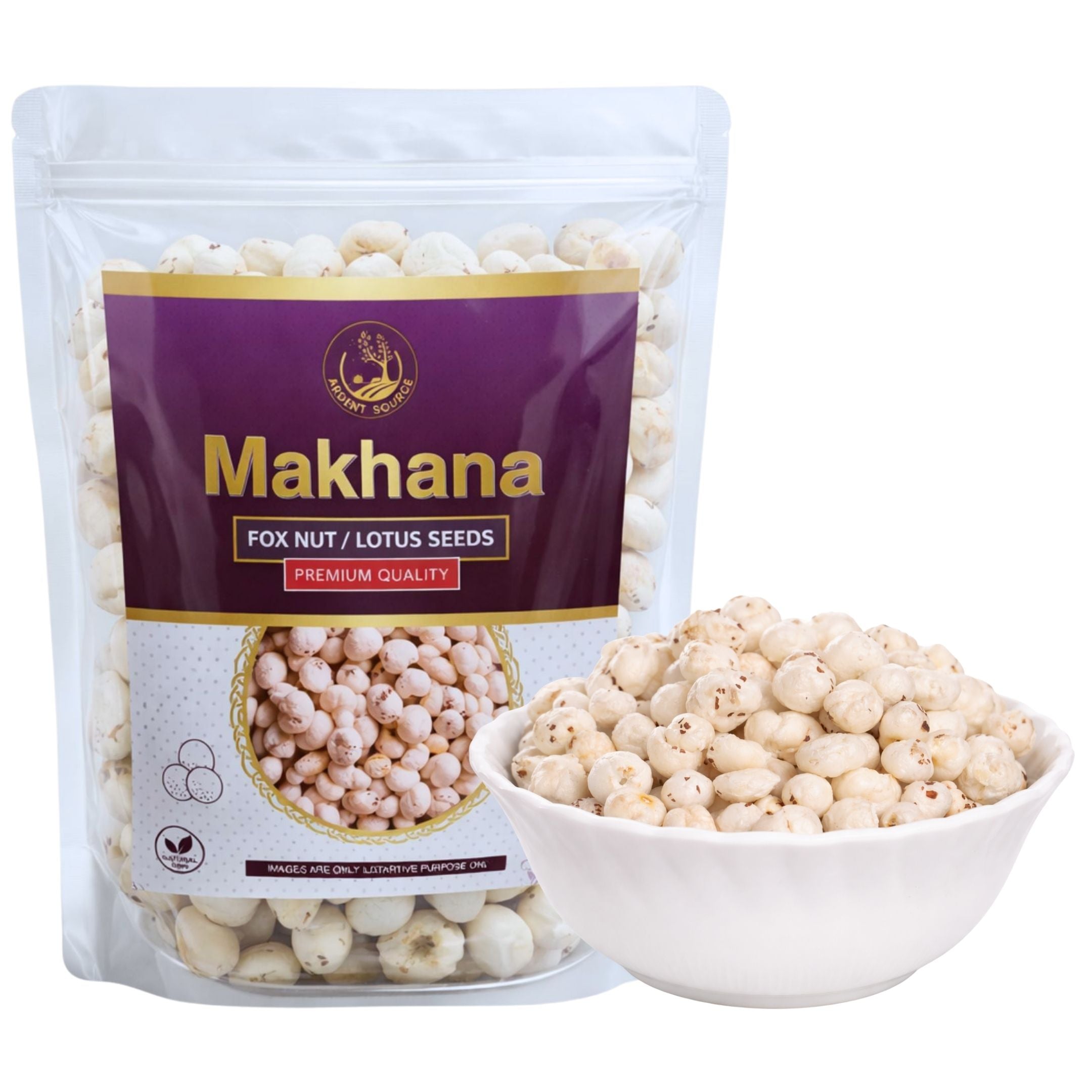 Raw Makhana,Fox Nut Lotus Seed Puffed, Gluten Free, Anti-Oxidants, MSG Free, Zero Trans Fat, No Added Preservatives and No Artificial Flavours