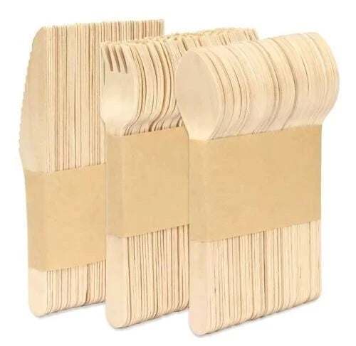 150 PCS Wooden Cutlery Set Premium Quality (50 Spoon,50 Forks,50 Knives)