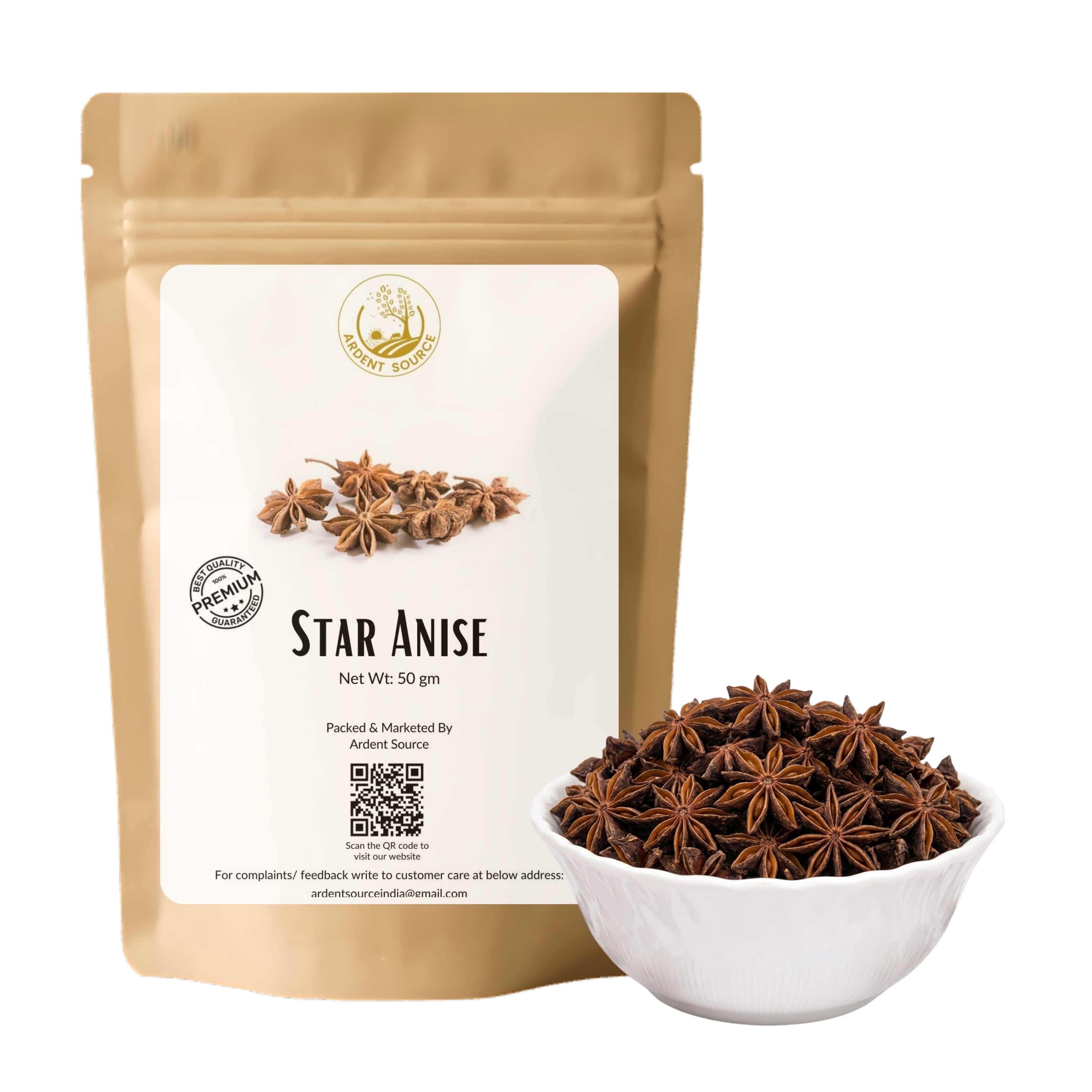 Star Anise (50gm) by Ardent Source,Aniseed, Badiya