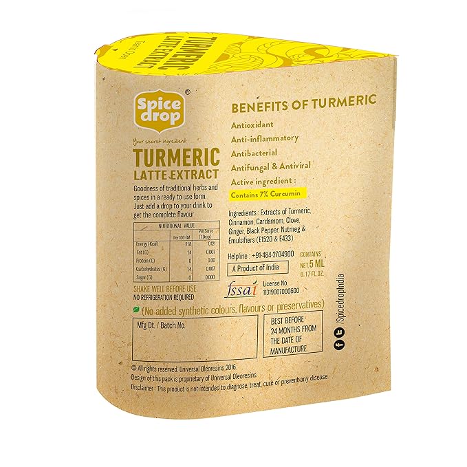 Natural Herbal Extracts 5ml – Ginger, Ginger Orange, Turmeric Latte, Chai Masala & Peppermint